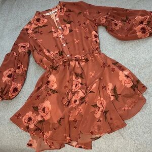 Boho Coquette Fairy Mini Dress Small Floral Long Sleeveless Romantic Girly